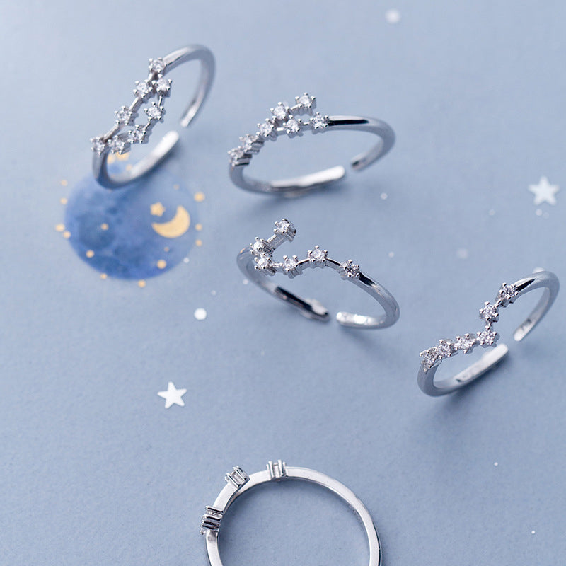 Zodiac Constellation Ring – Silver Plated