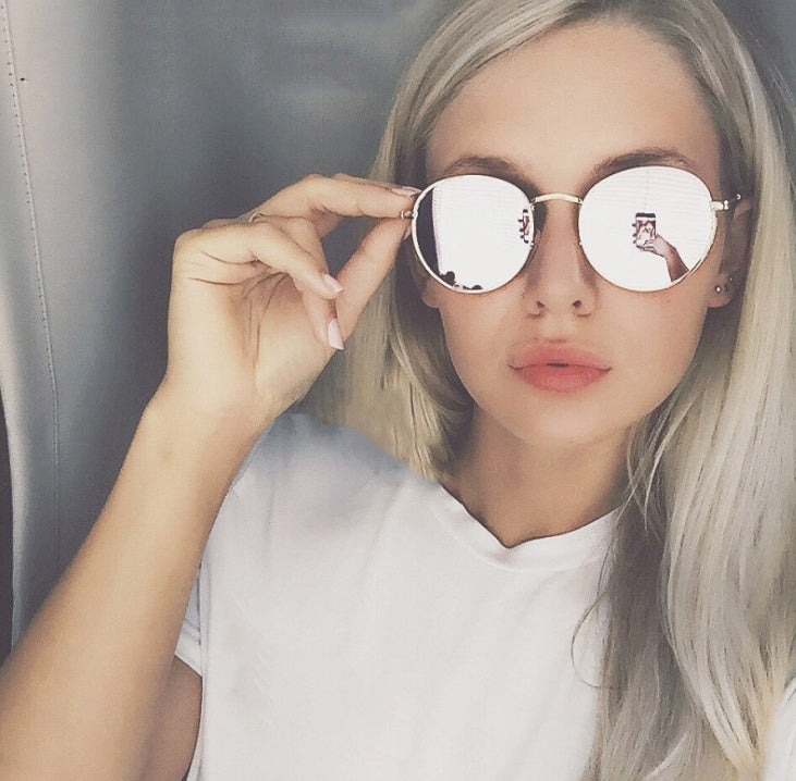 Retro Round Frame Sunglasses - Multiple Colors