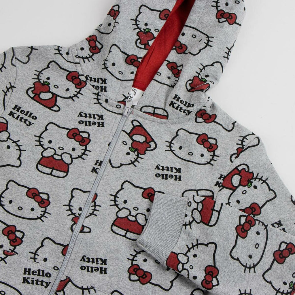 Girls Hello Kitty Hooded Sweatshirt in Grey